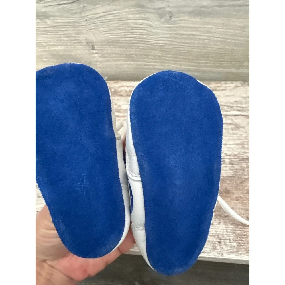NFL Indianapolis‎ Colts Infant Crib Shoes White Blue Lace Up Soft Sole Sneakers